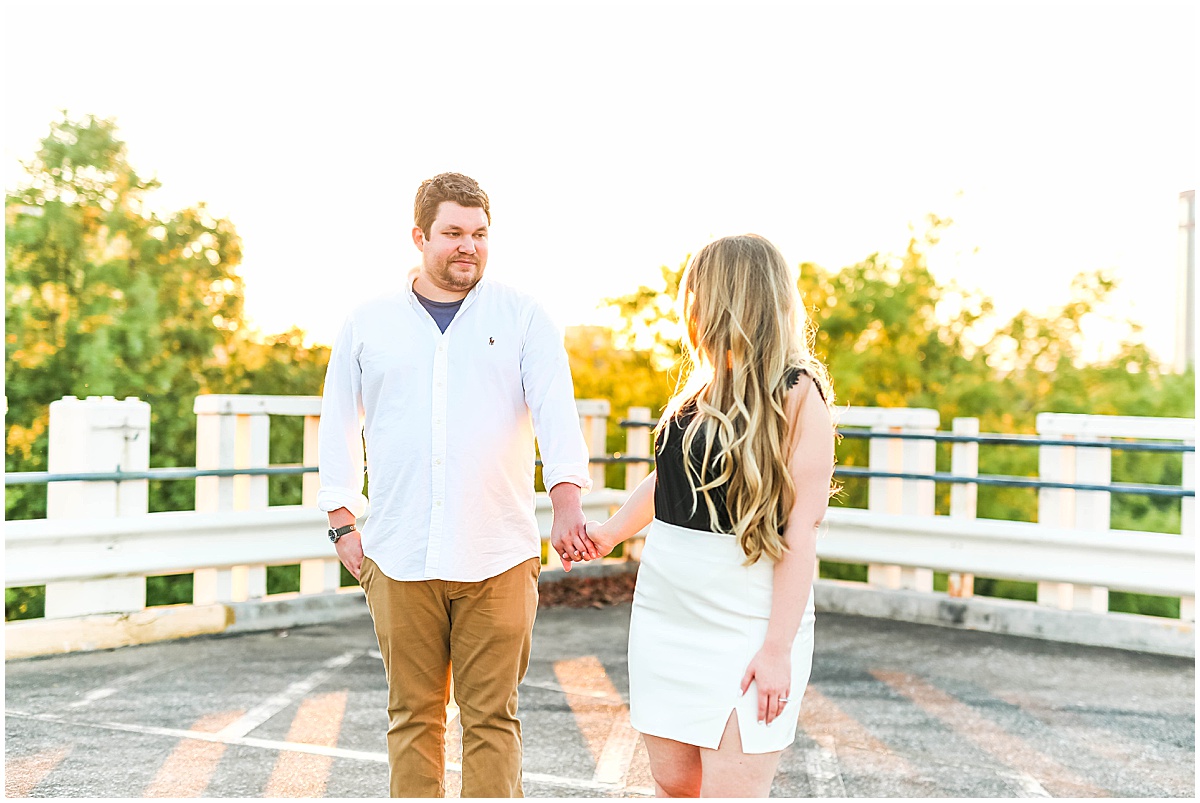 couple walking during engagement session
