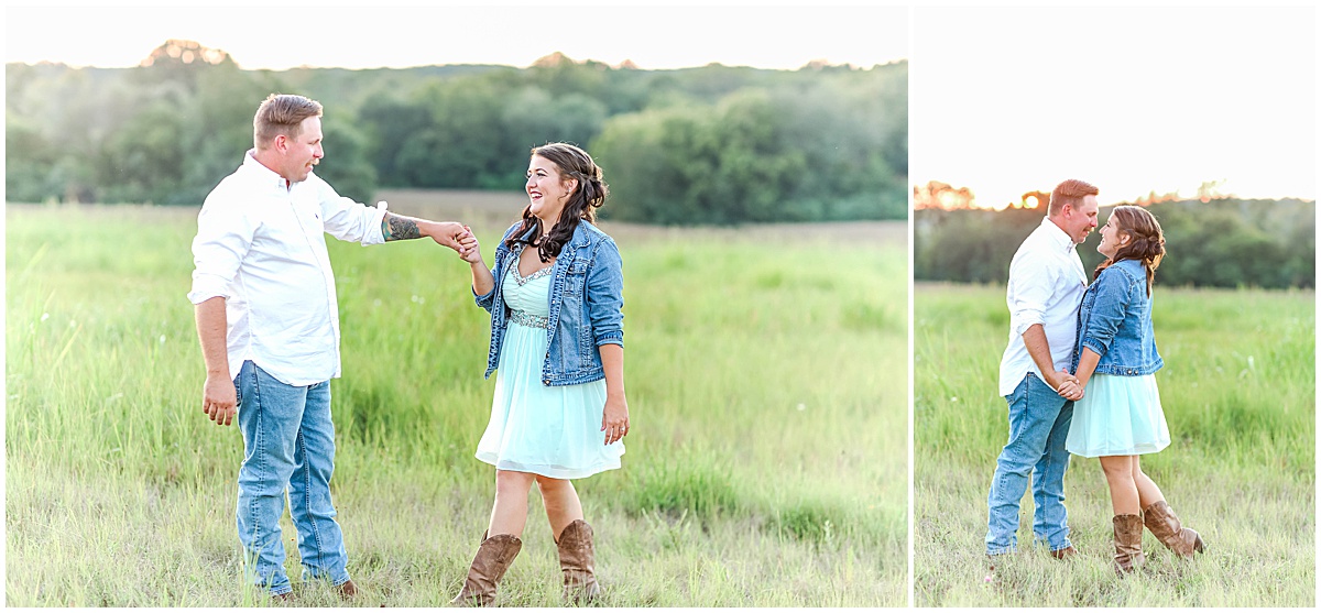 couple in field engagement session
