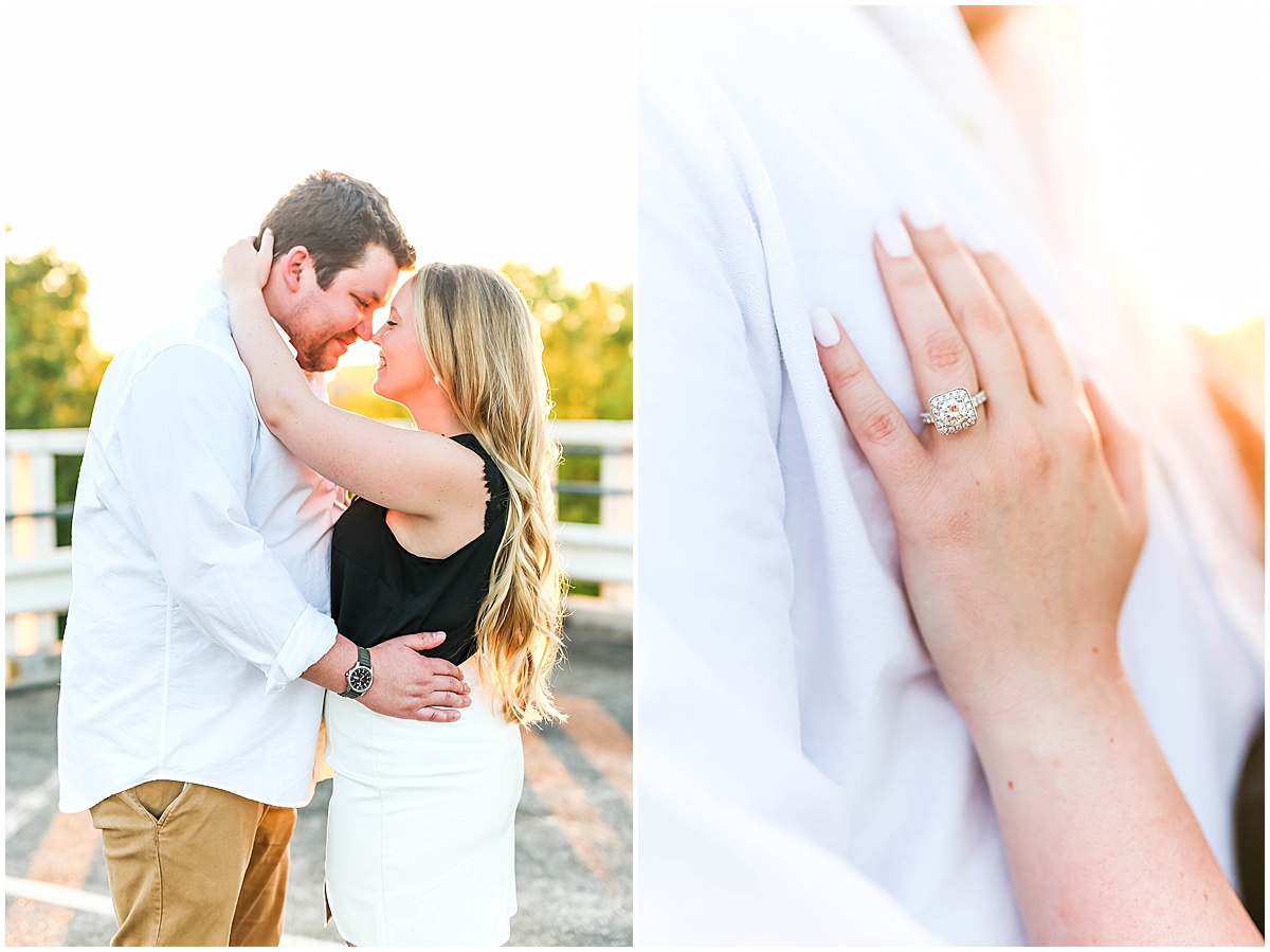 engagement ring during engagement session downtown huntsville